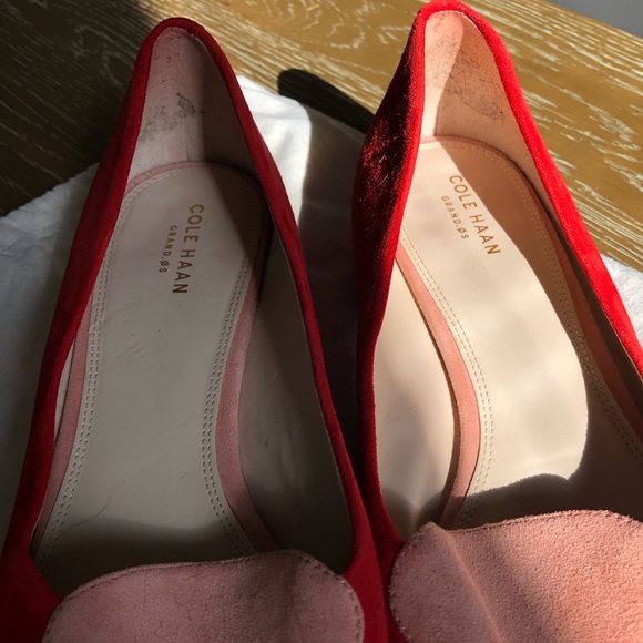 Cole Haan Leah Skimmer Leather Flats red and pink pointy toe Size: 10B - Picture 11 of 12